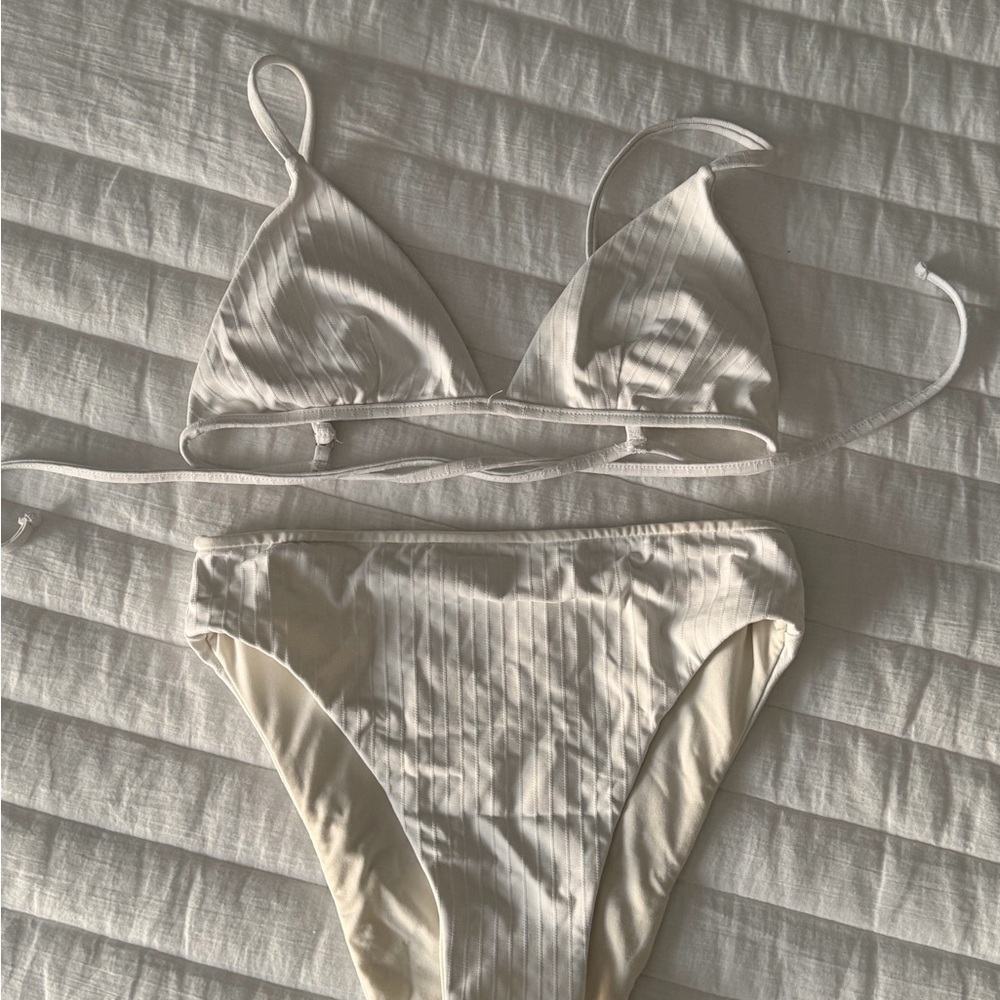 Madewell White Ribbed Bikini Set